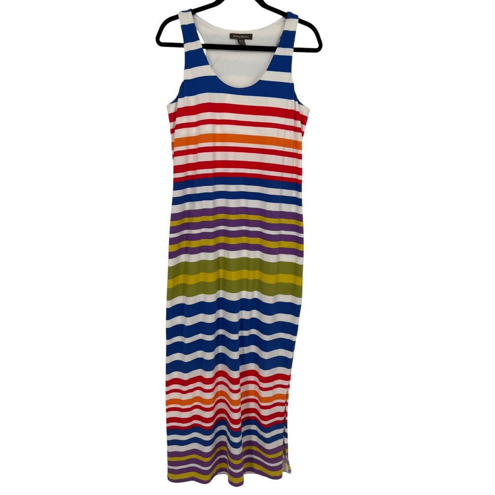 Tommy Bahama Women's Rainbow Striped Cotton Maxi Dress Size Medium‎ Resortwear